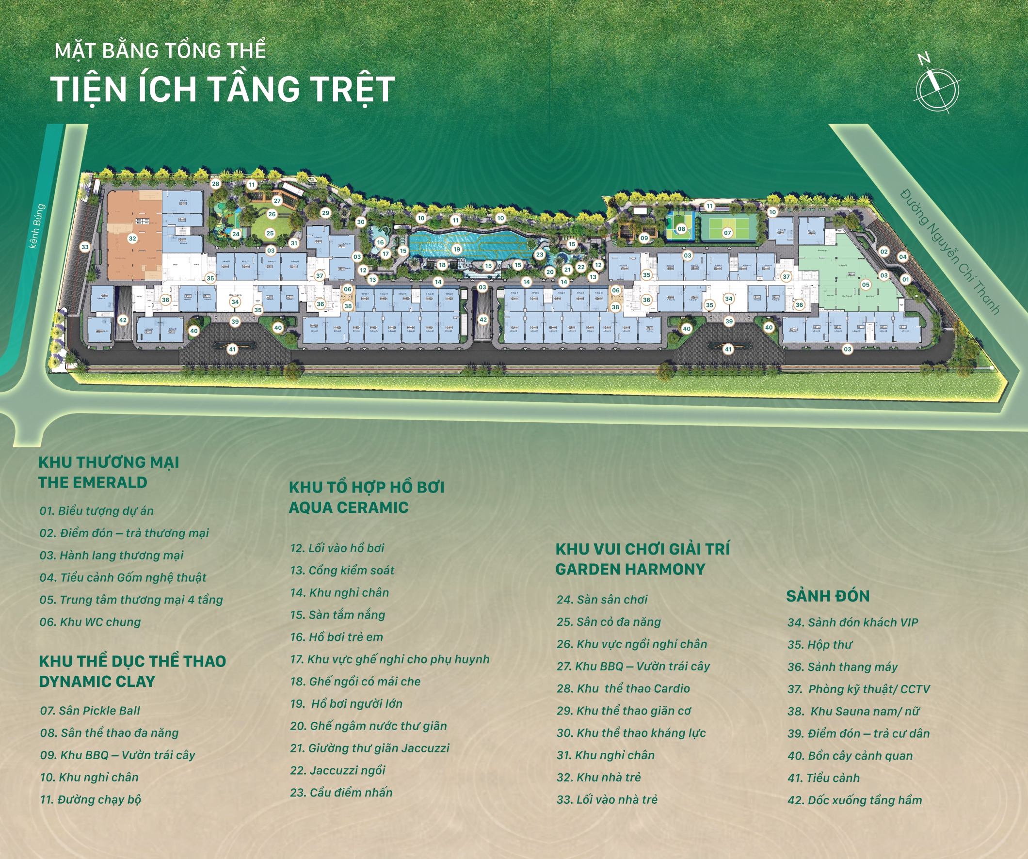 Mặt Bằng Tiện ích Tầng Trệt ở Tại Dự án The Emerald Garden View